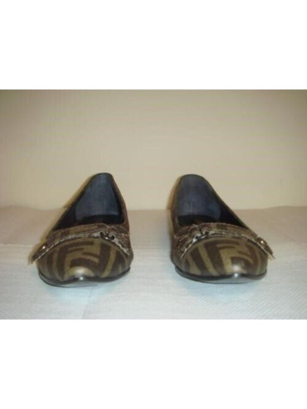 Fendi Zucca Ballet Flats Canvas Shoes with Logo Buckle - New in Box, EU 37 - Picture 2 of 7